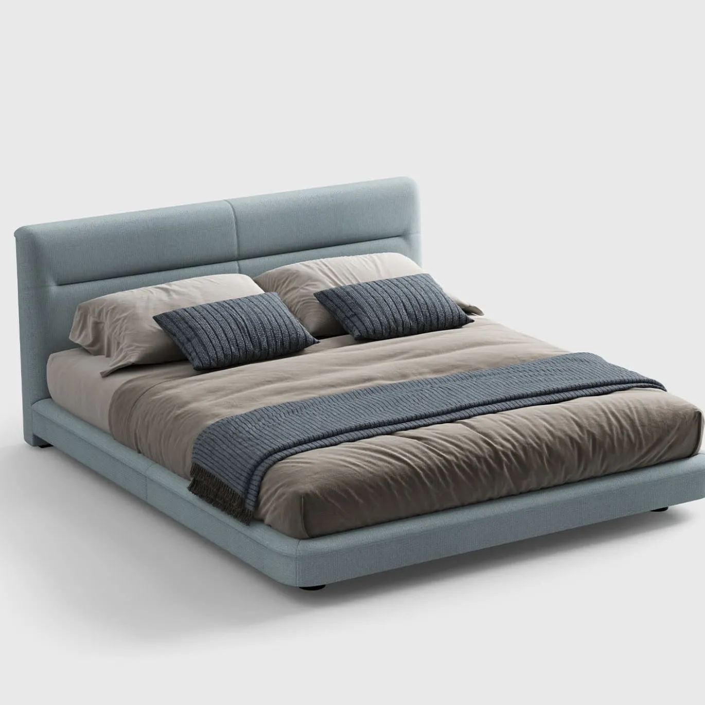 Letto Clermont in legno e tessuto azzurro