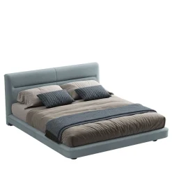 Letto Clermont in legno e tessuto azzurro
