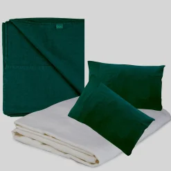 Letto estivo Set di lino verde foresta