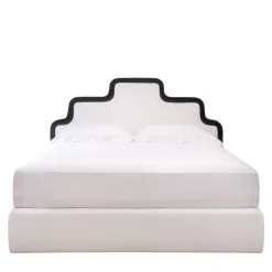 Letto Grimaud Bianco con Passepoil in Velluto Nero