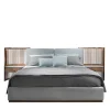 Letto in noce con comodini incorporati e struttura del letto imbottita