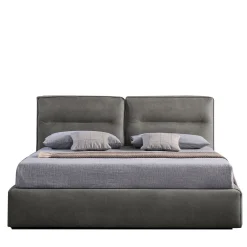 Letto King-Size Dallas Grigio in Pelle