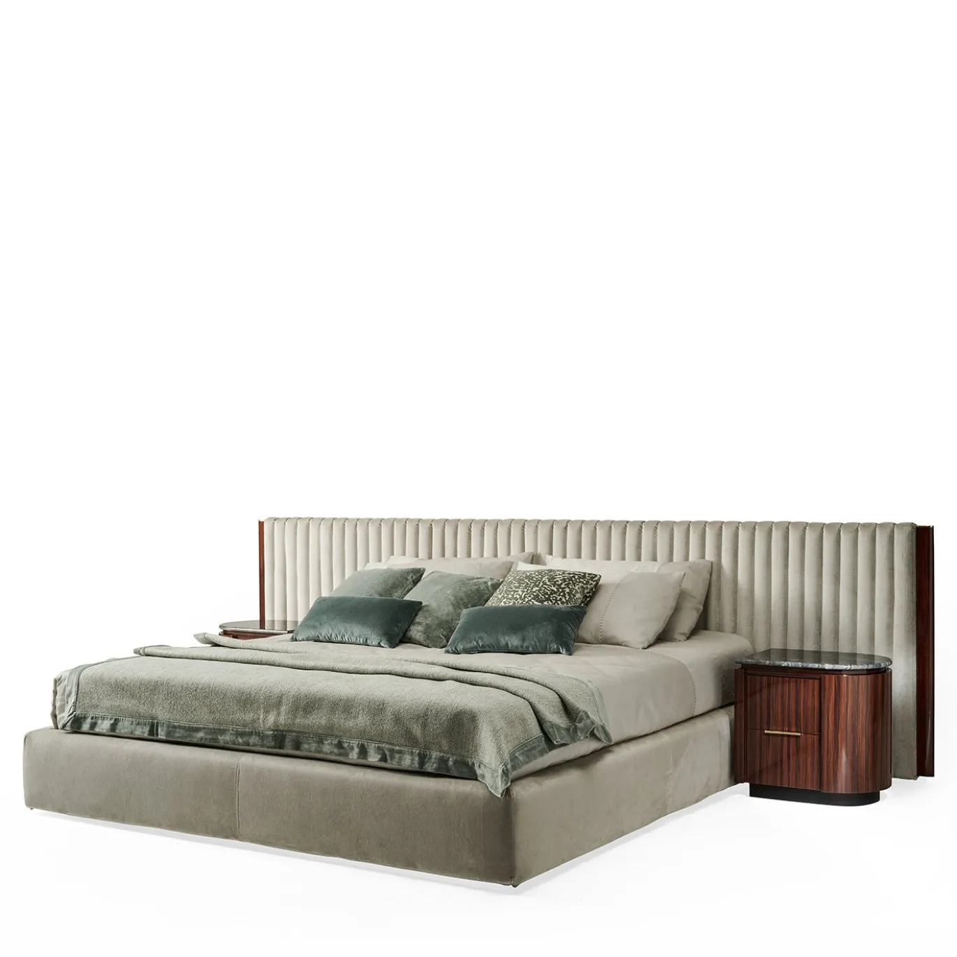 Letto King Size MIA con testata ricamata beige
