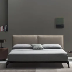 Letto King-Size Milano in pelle beige