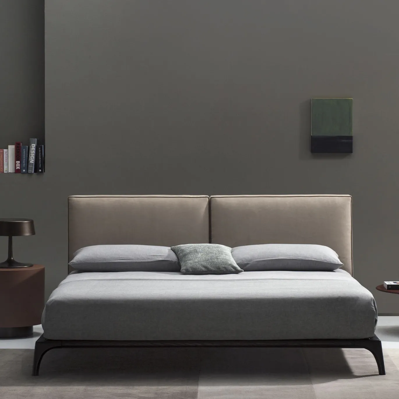 Letto King-Size Milano in pelle beige