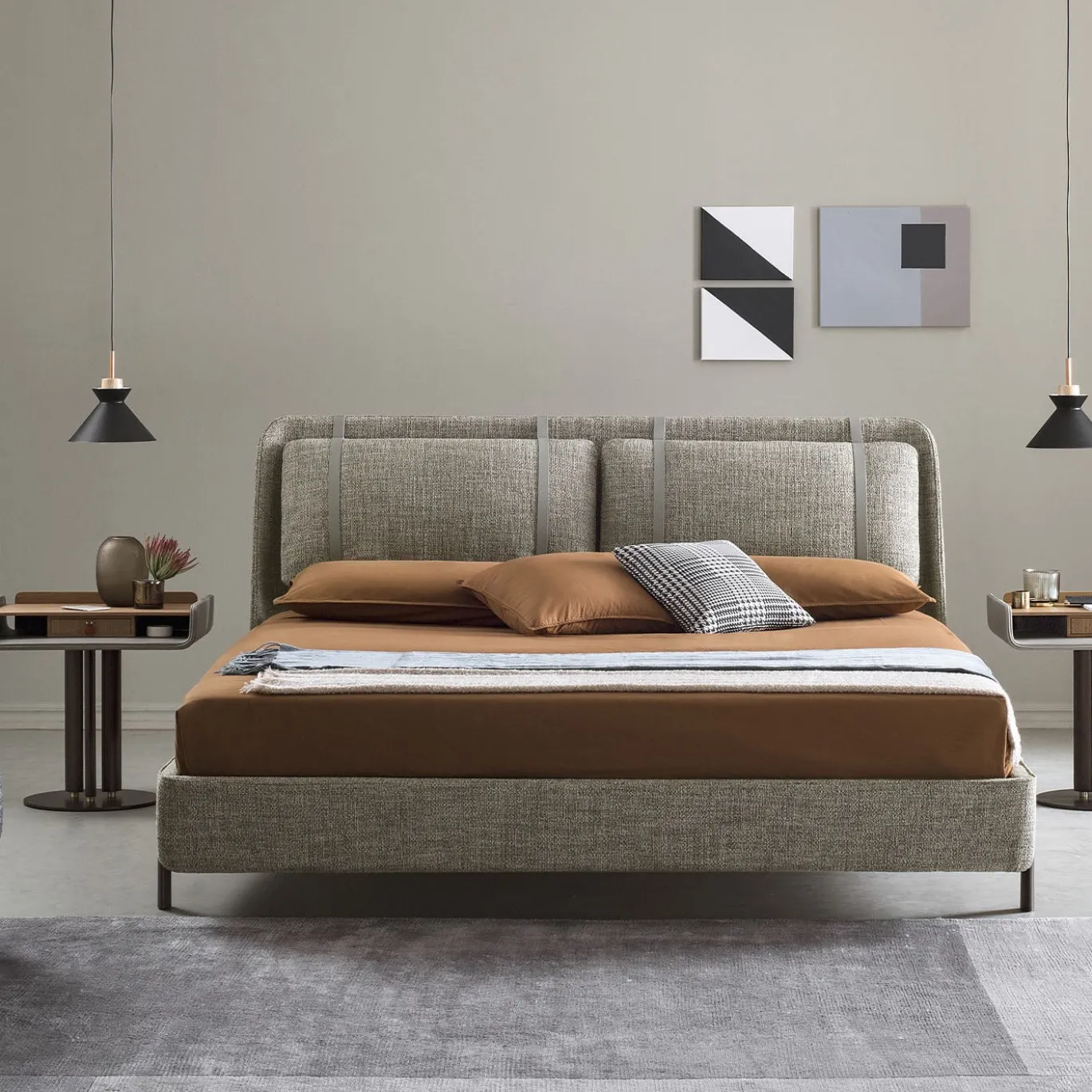 Letto King-Size Nara con Lacci in cuoio