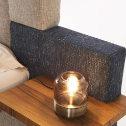 Letto matrimoniale Elba blu e grigio con comodini