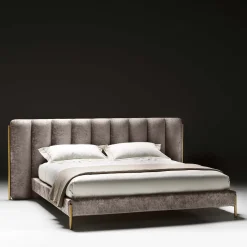 Letto matrimoniale Ibisco One Channeled in tessuto grigio