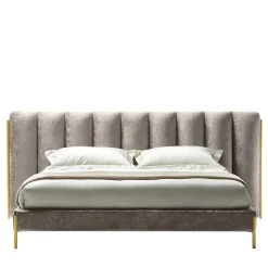 Letto matrimoniale Ibisco One Channeled in tessuto grigio