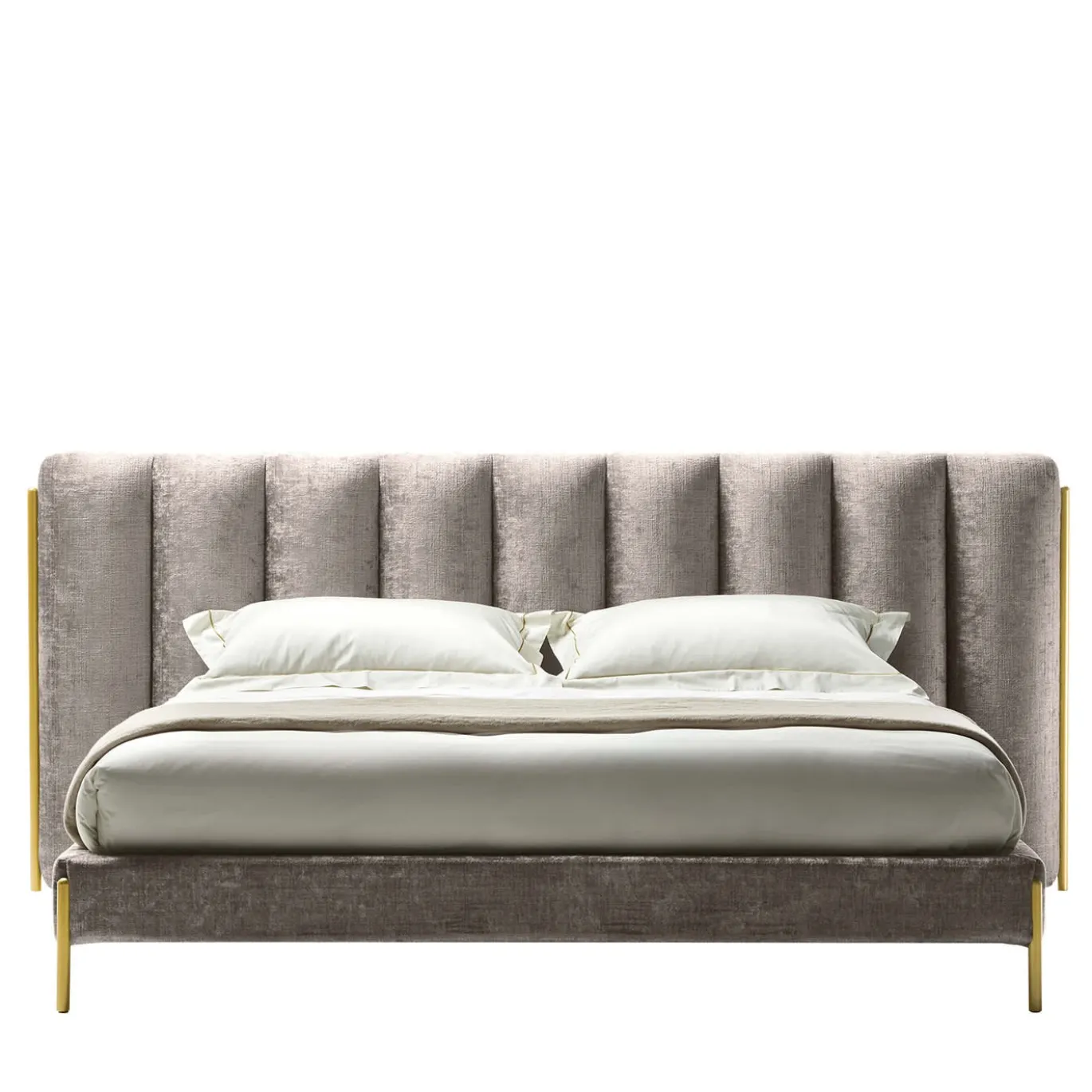 Letto matrimoniale Ibisco One Channeled in tessuto grigio