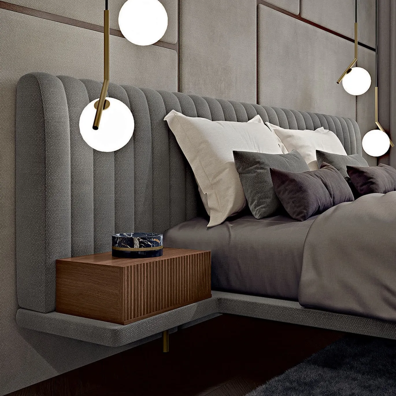 Letto matrimoniale Opale Large Channeled Gray