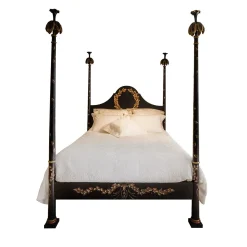 Letto matrimoniale Roma nero con corona di alloro