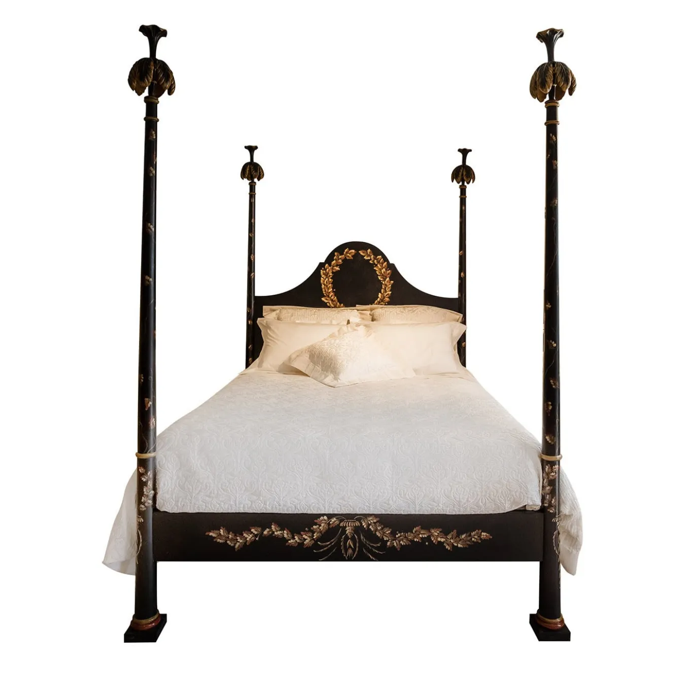 Letto matrimoniale Roma nero con corona di alloro