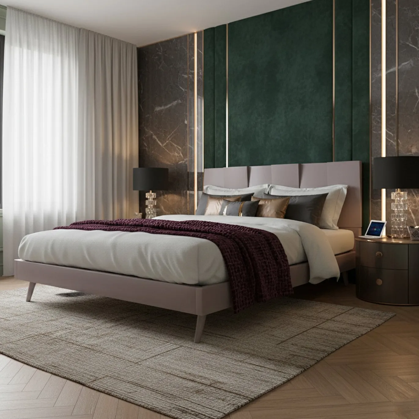 Letto minimalista V in legno rosa