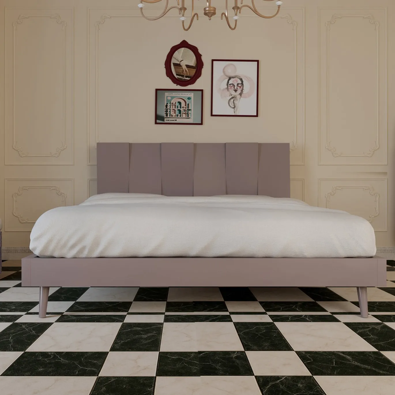 Letto minimalista V in legno rosa