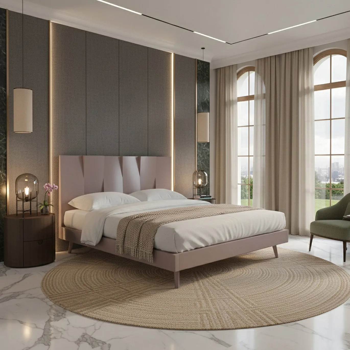 Letto minimalista V in legno rosa