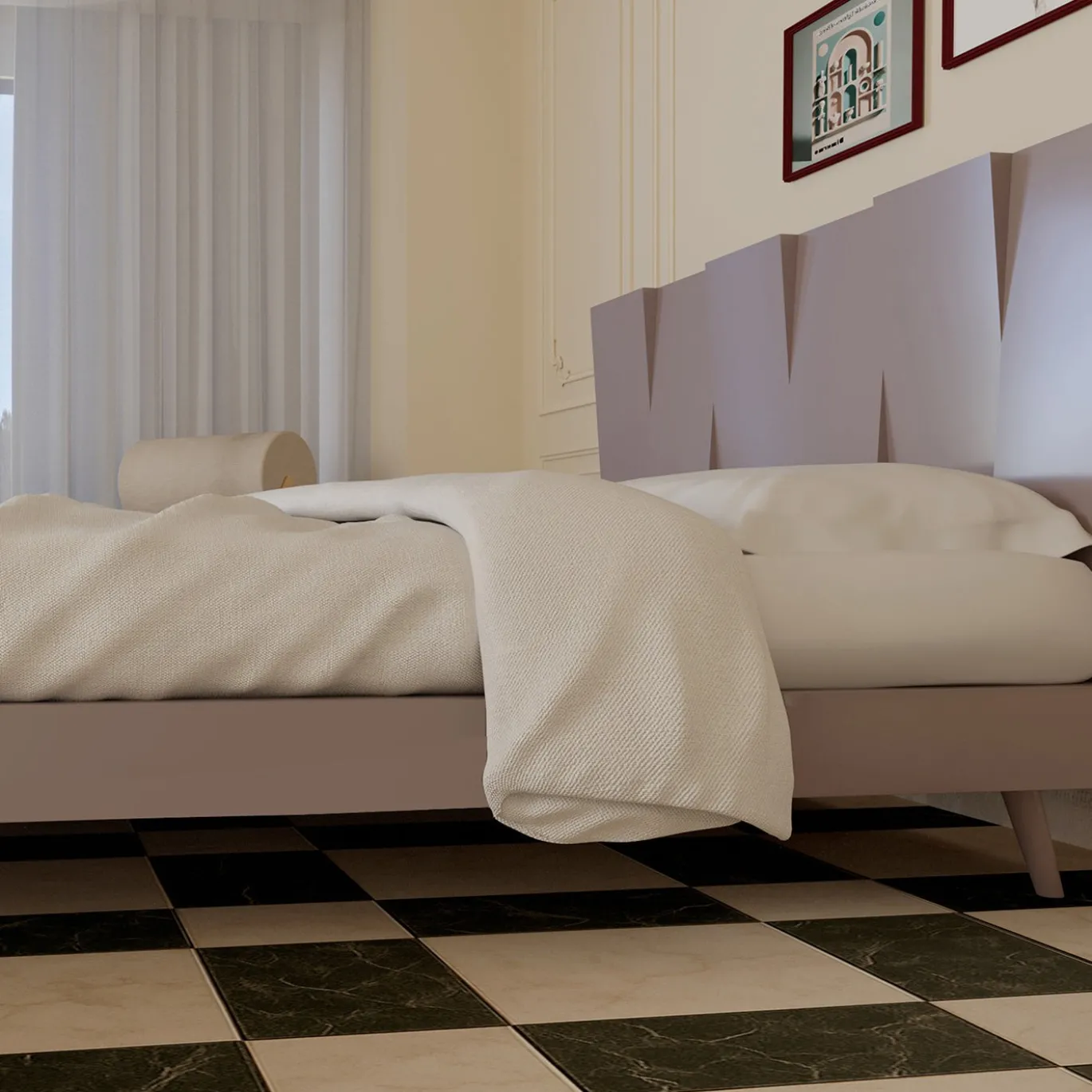 Letto minimalista V in legno rosa