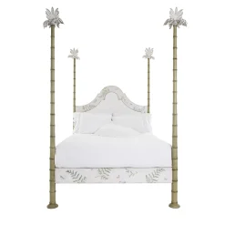 Letto Roma Apple Green Bamboo con felci e farfalle