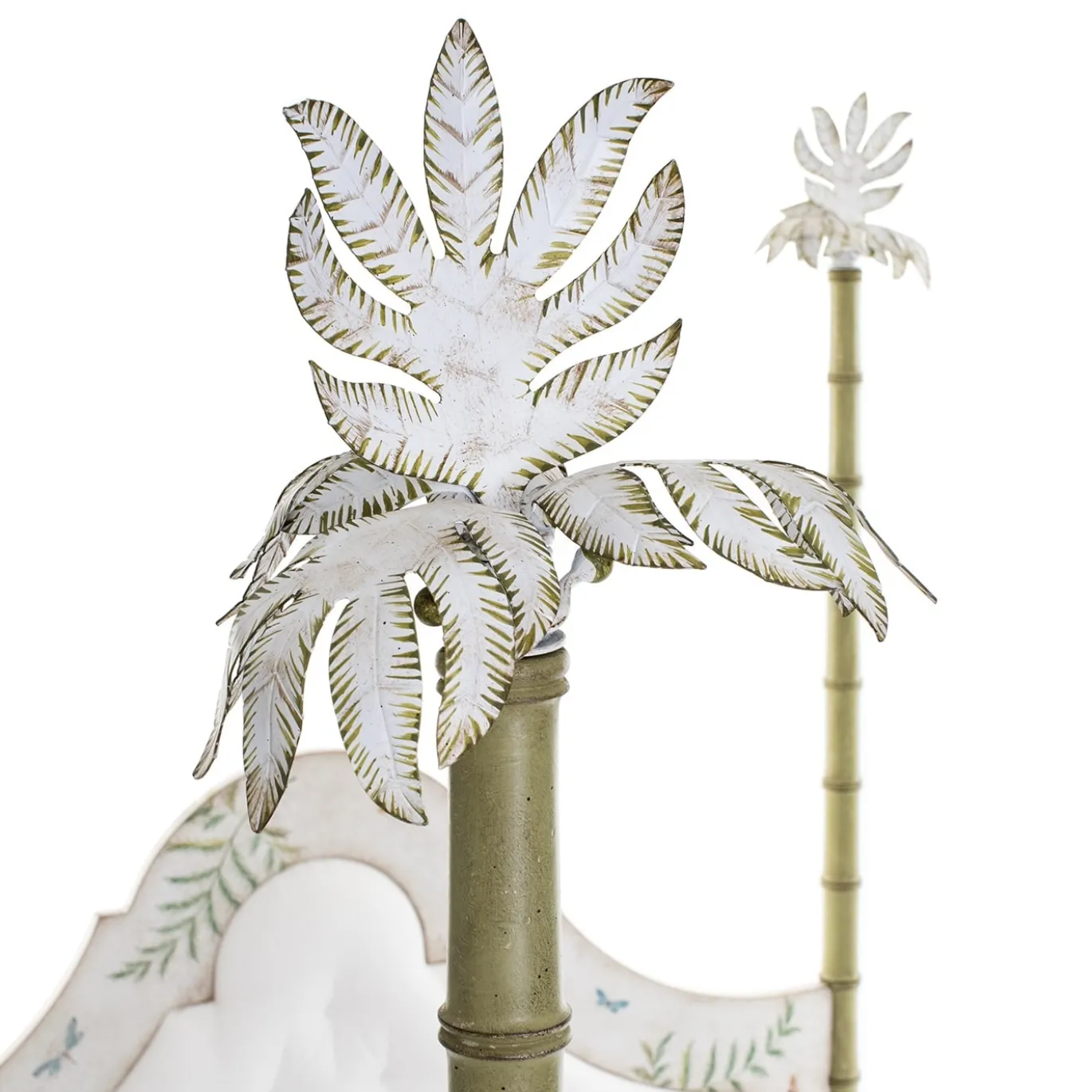 Letto Roma Apple Green Bamboo con felci e farfalle