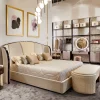 Letto Romantic con dettagli in pelle bianca