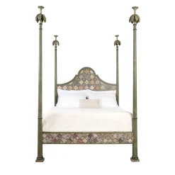 Letto Roma Verde con Motivo Marmorizzato