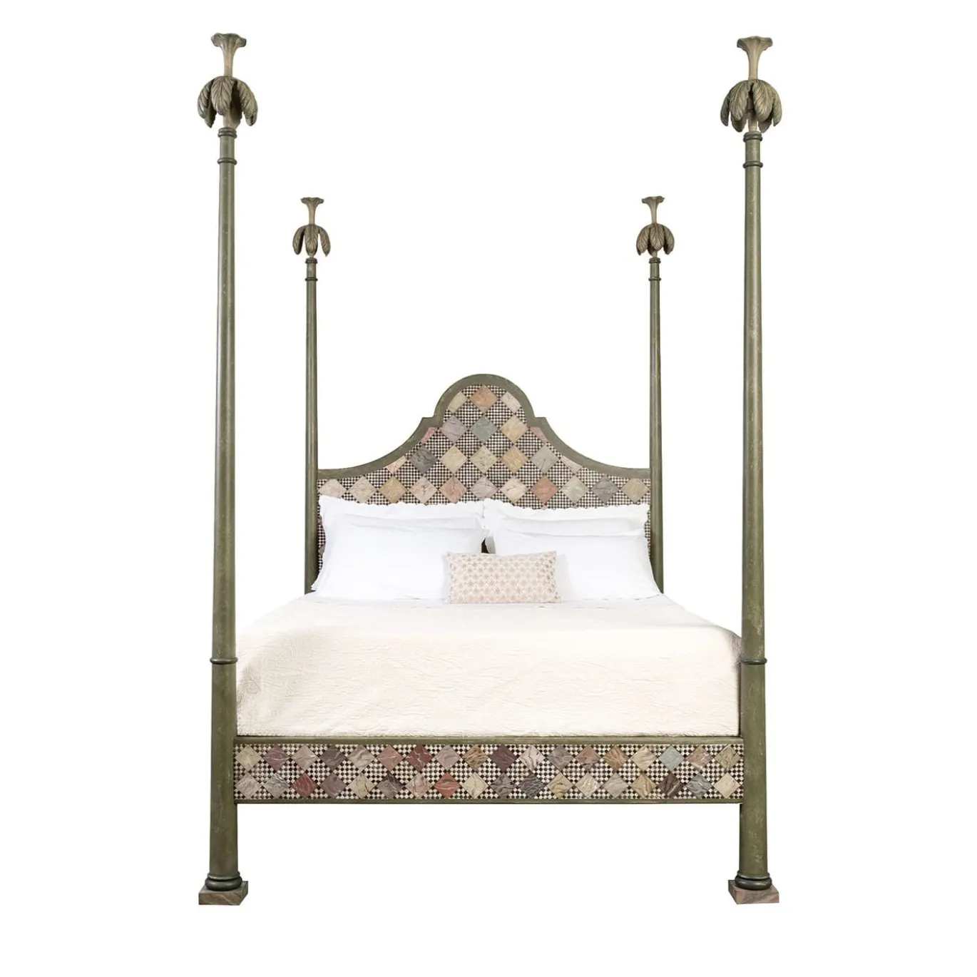 Letto Roma Verde con Motivo Marmorizzato