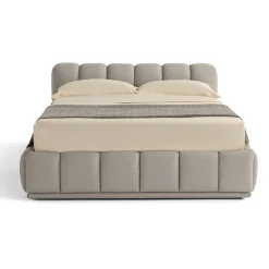 Letto Sacai con contenitore e panca in pelle grigia