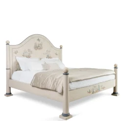 Letto Sansovino avorio con motivo Chinoiserie