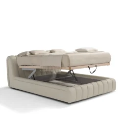 Letto Scervino 1909 in pelle bianca con contenitore
