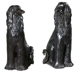 Levrieri Afgani coppia di Sculture in Bronzo