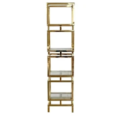 Libreria a 4 elementi in ottone e vetro a forma di colonna