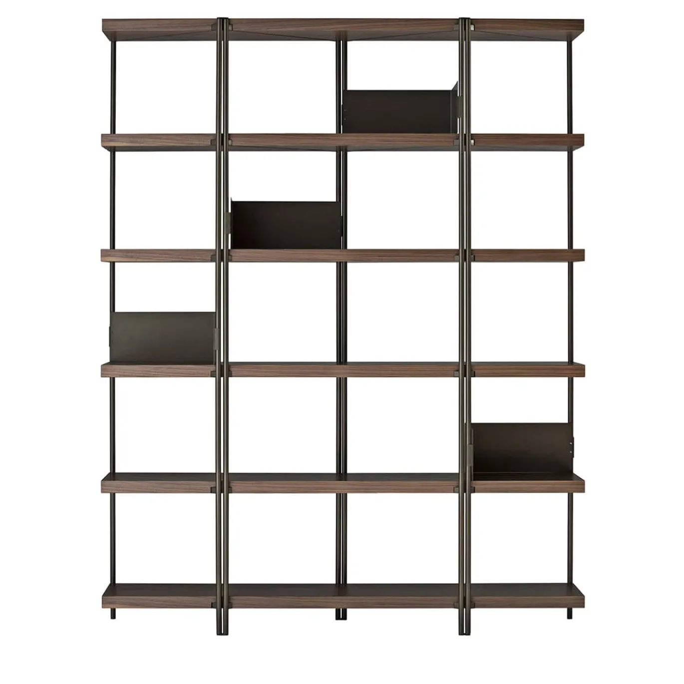 Libreria a 5 ripiani Zigzag in noce e bronzo di Konstantin Grcic