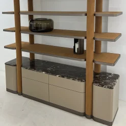Libreria con contenitore Bon Ton in legno e marmo Emperador