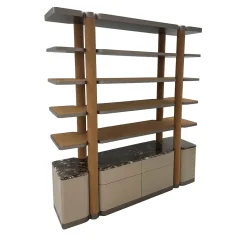 Libreria con contenitore Bon Ton in legno e marmo Emperador