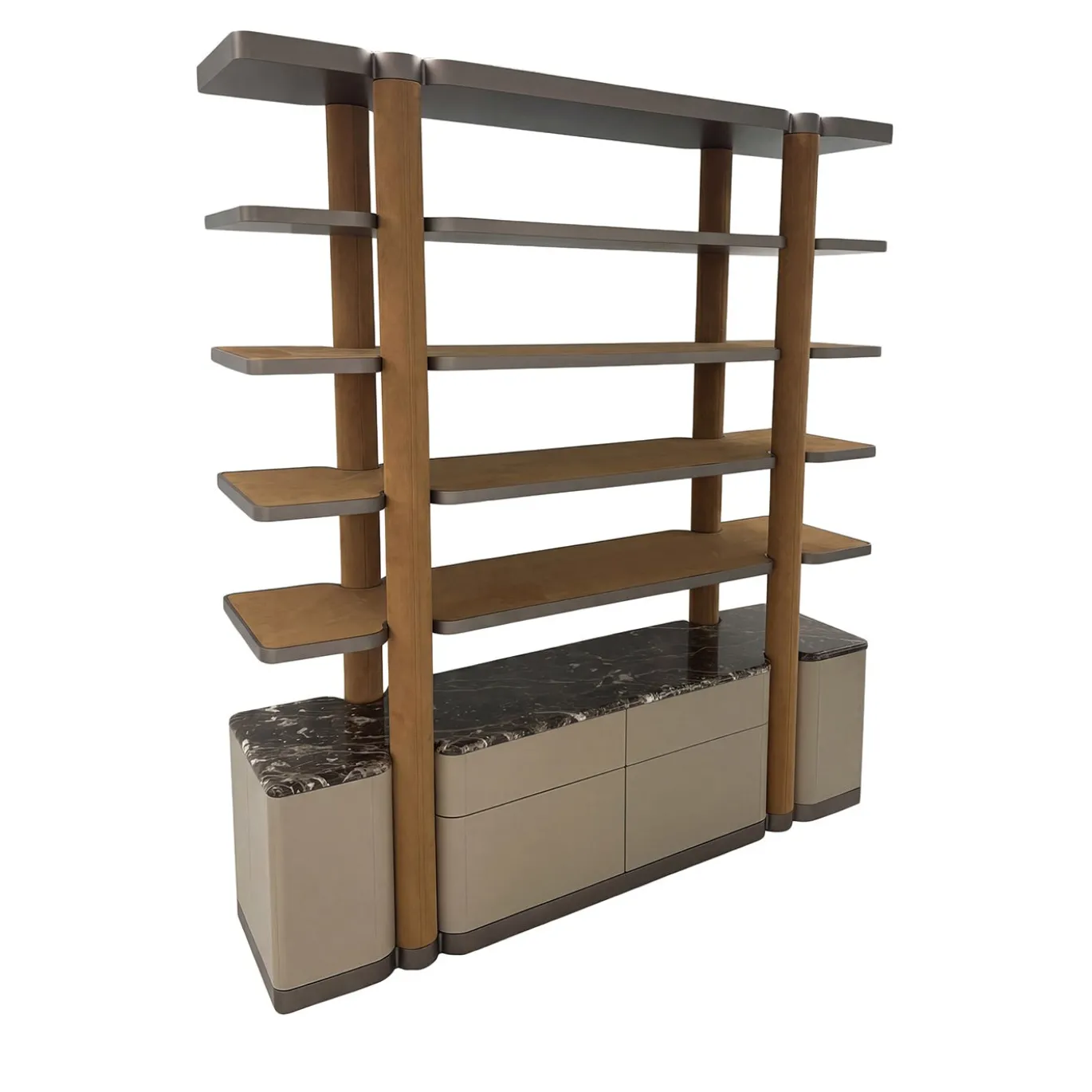 Libreria con contenitore Bon Ton in legno e marmo Emperador