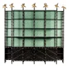 Libreria Corniglia Bamboo grande laccata nera lucida con pannelli verde acqua