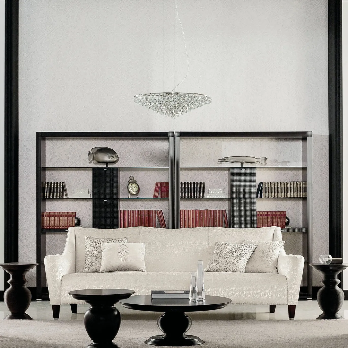 Libreria Dimitri in legno nero con cassetti