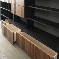 Libreria Domino in Noce Canaletto Antracite