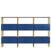 Libreria Flexor in legno laccato lucido blu e alluminio di Robert Stadler