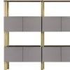 Libreria Flexor in legno laccato lucido grigio e alluminio di Robert Stadler