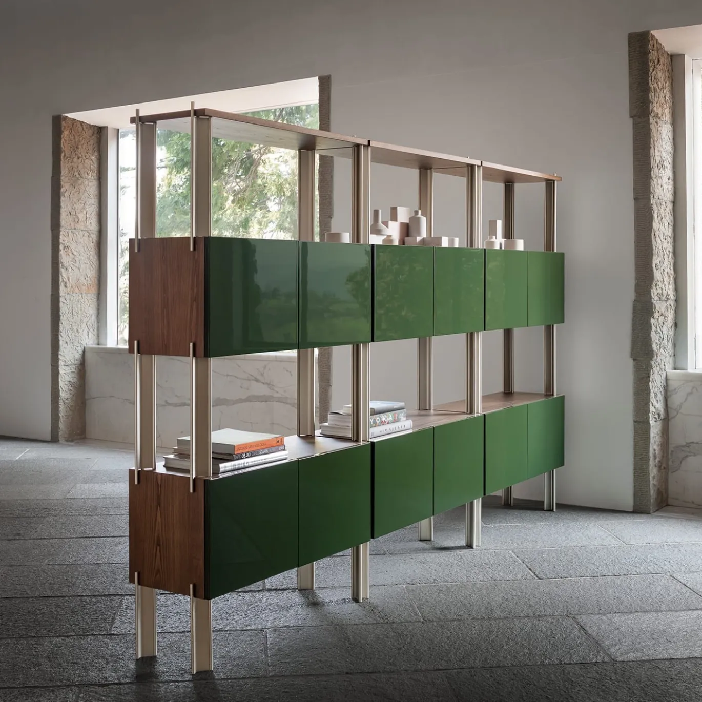 Libreria Flexor Verde In Legno e Metallo