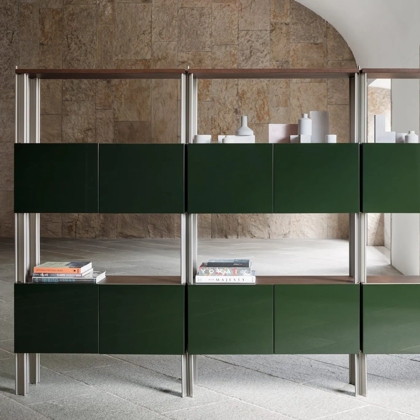 Libreria Flexor Verde In Legno e Metallo