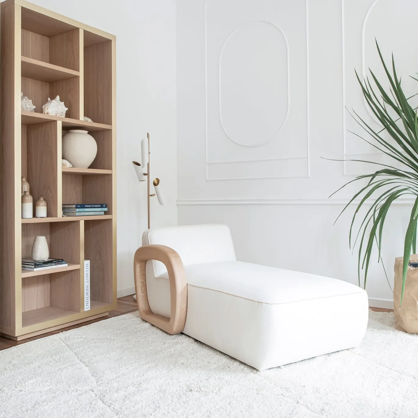 Libreria Maiori in Rovere e Ottone Satinato della Collezione Riviera