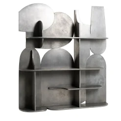 Libreria Mimas in legno placcato argento