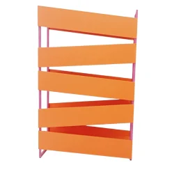 Libreria M19 in legno laccato arancione e metallo