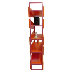 Libreria M19 in legno laccato arancione e metallo