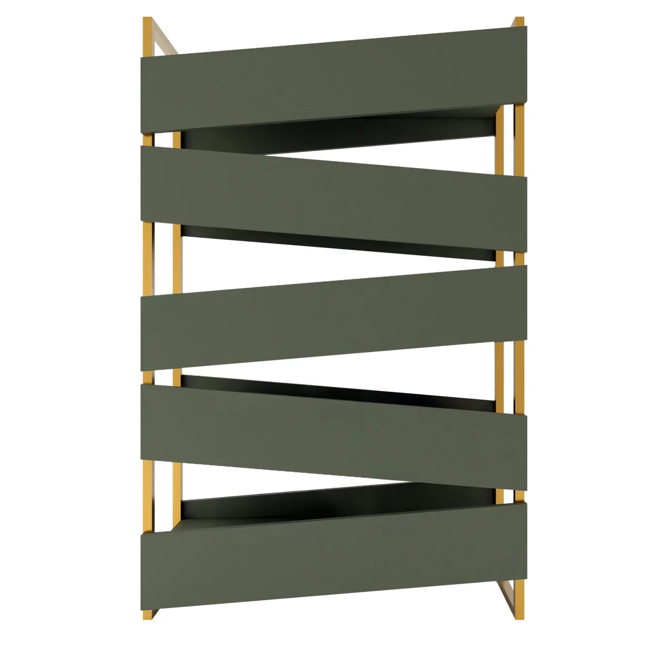 Libreria M19 in legno laccato verde e metallo