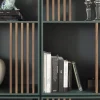 Libreria Mondrian Verde Amazzonia con Accenti in Legno di Frassino