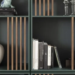 Libreria Mondrian Verde Amazzonia con Accenti in Legno di Frassino