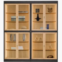 Libreria Novecento in Legno di Frassino a Quattro Ante in Vetro